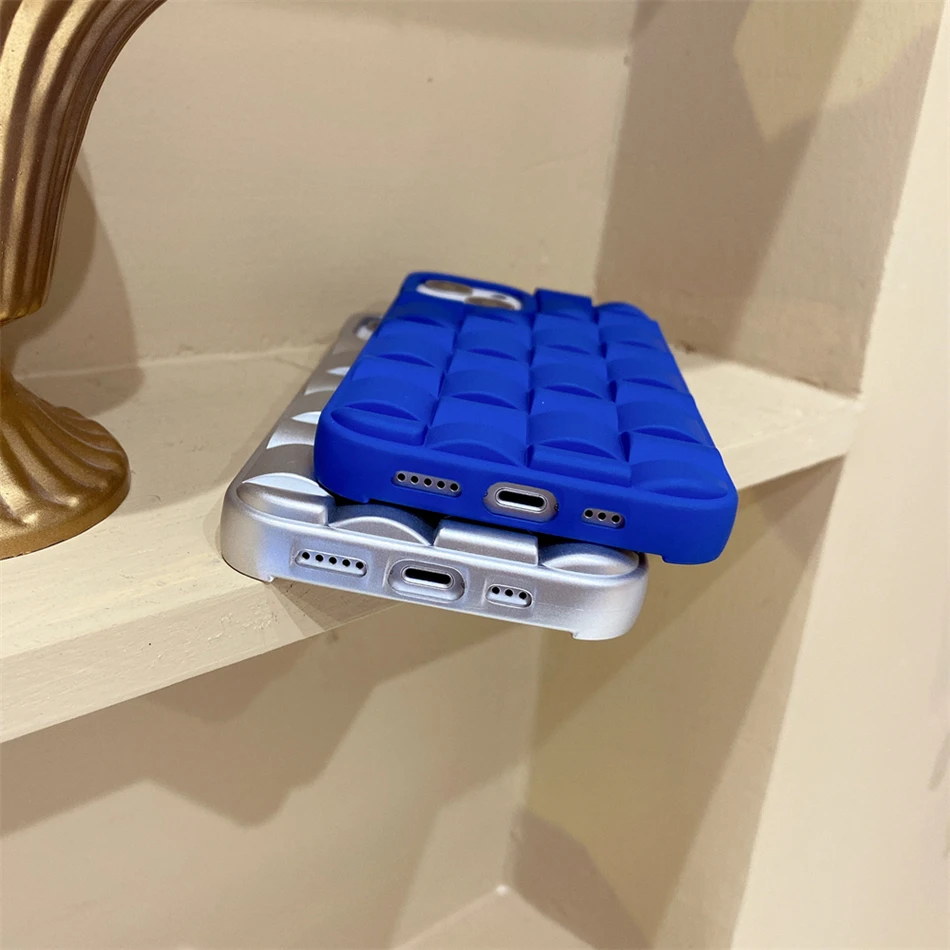 Простой однотонный трехмерный кубический сетчатый приятный для кожи синий