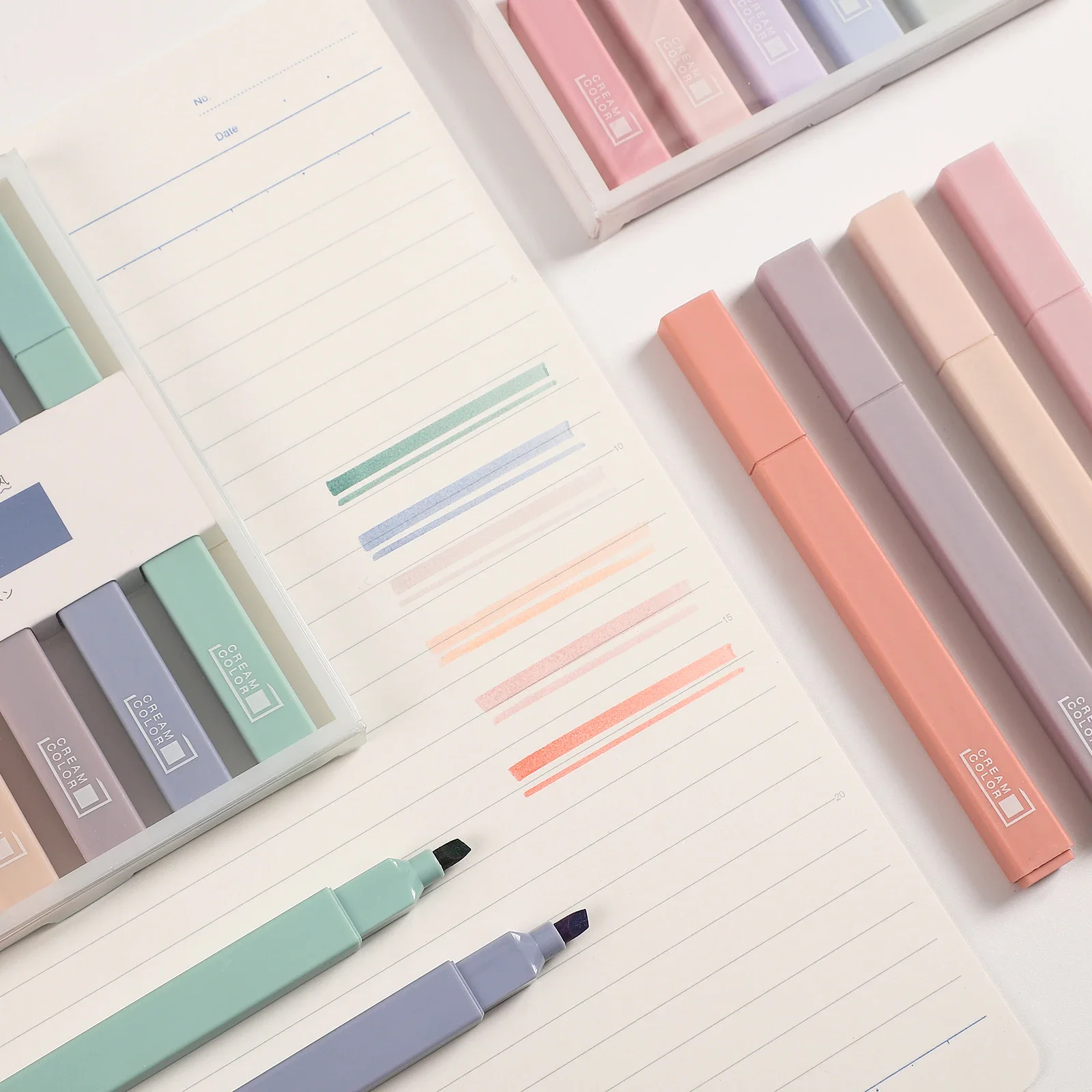 

Highlighters 6pcs/set Soft Tip Highlighter Light Color Kawaii Marker Pen DIY Photo Album Journal Fluorescent Pen