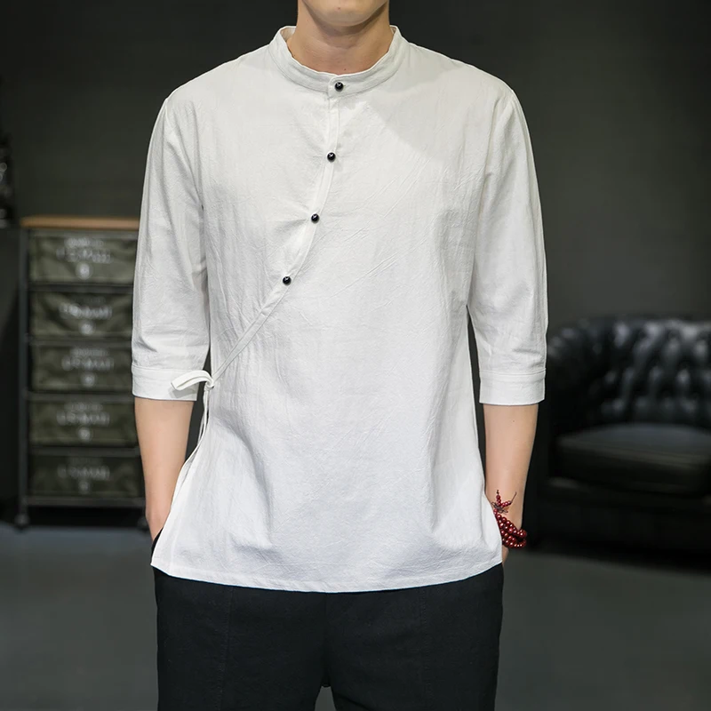 

Linen Long Sleeve Vintage T Shirt For Men Clothing Harajuku T-Shirt Men Shirts Japanese Streetwear Men Shorts Sleeve Shirts