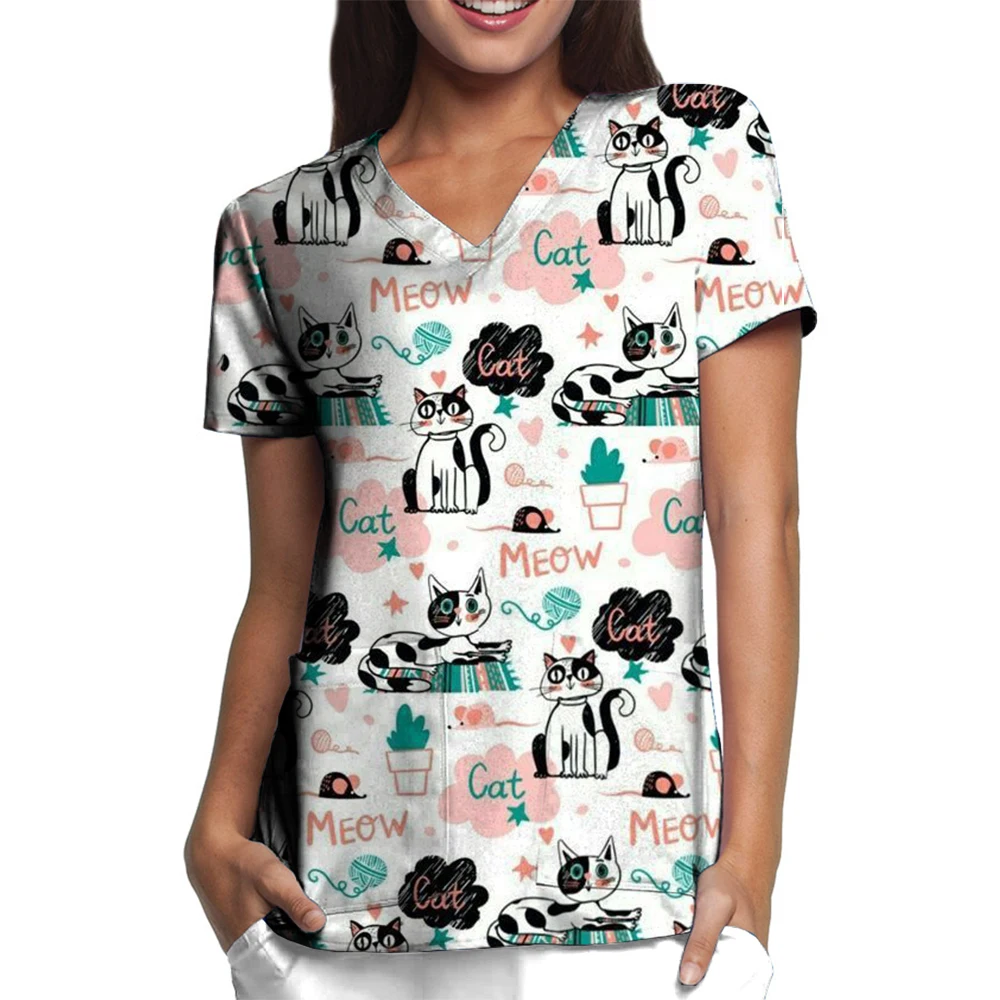 Топ Y2k Одежда Женские топы Женская одежда с вилкой Униформа медсестры Футболка