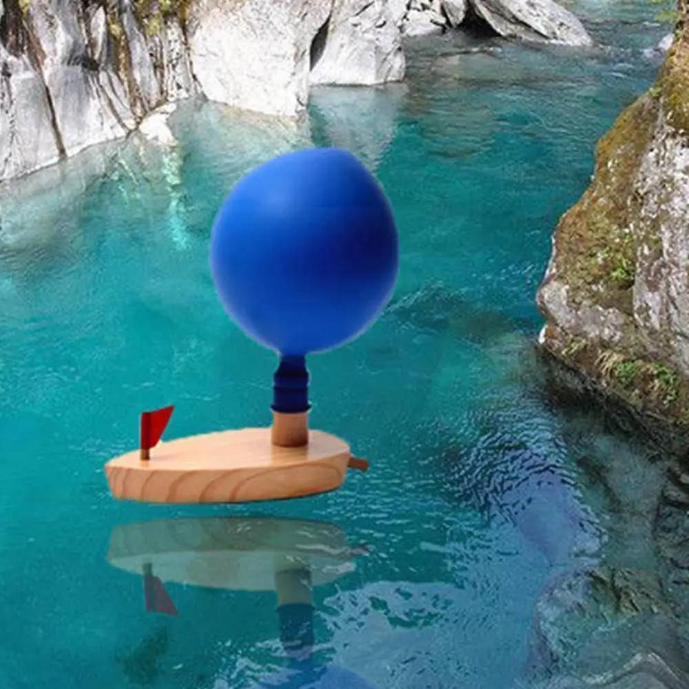 

Children Wooden Balloon Powered Boat Science Experiment Educational Toy Swimming Toys Playing Baby Balloon Water Toy Bath B E5j8