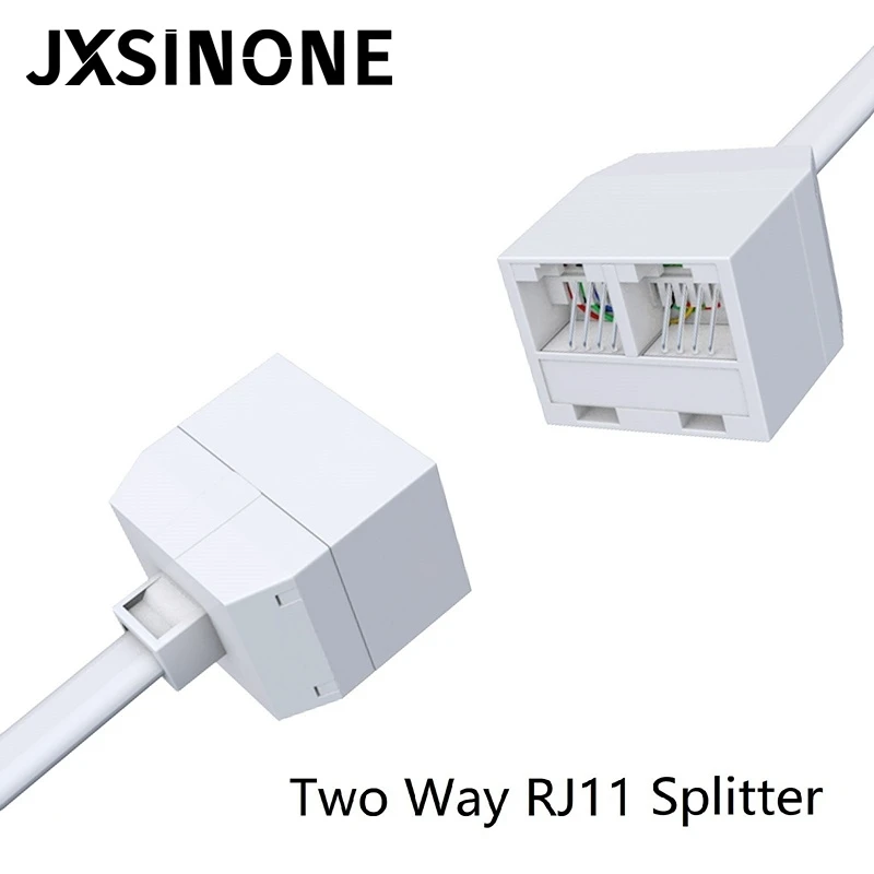 JXSINONE White Telephone Splitter RJ11 6P4C 1 Male To 2 Female Adapter RJ11 To RJ11 Separator images - 6