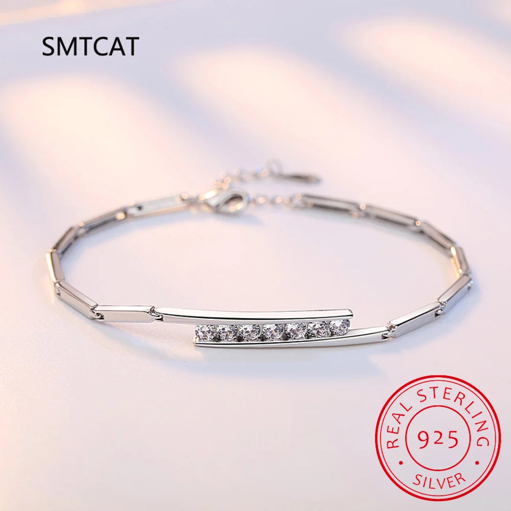 

Classic 20cm Tennis Bracelets Real 925 Silver Jewelry 5A Zironia Eternal Wedding Luxury 925 Sterling Silver Bracelet