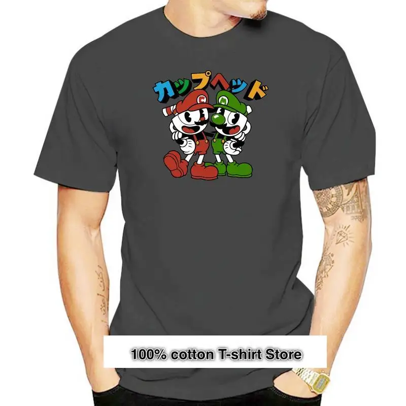 

Camiseta divertida de dibujos animados para hombre, camisa de Cuphead Bros