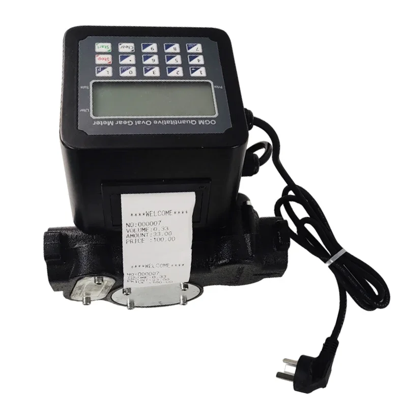 Фото #   L портативный 60 л/мин AC220V большой расход самовсасывающий электрический насос для перекачки дизельного топлива с предустановленным принтером чеков №2