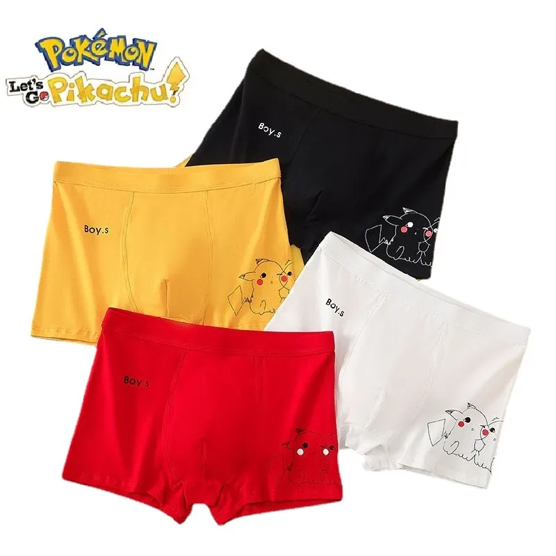 

Pokemon Kawaii Men's Cartoon Underwear Cotton Antibacterial Pikachu Student Boxer Pants Mid-Waist Personalized Large Size Shorts