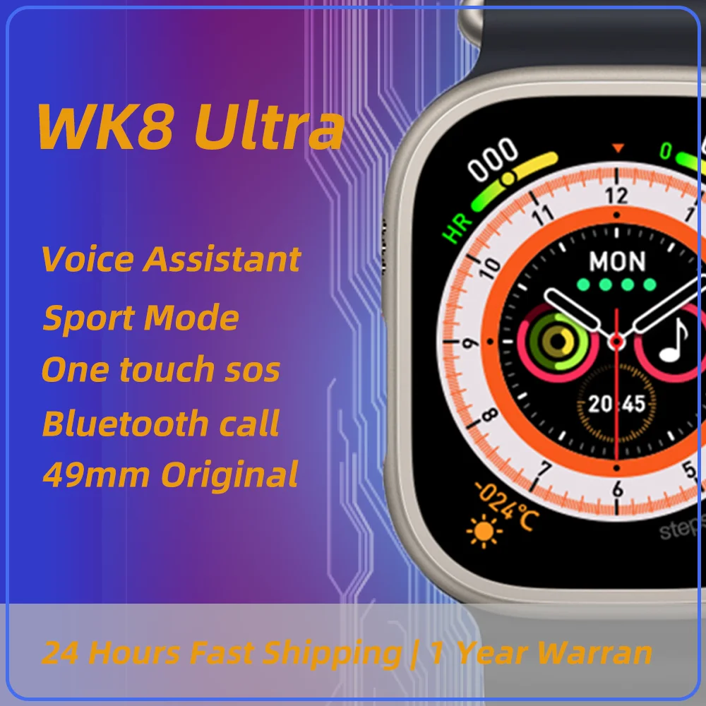 

WK8 Ultra Smartwatch HD Large Screen Heart Rate Blood Pressure NFC Bluetooth Call Smart Split Screen Display 3D Dynamic Dial