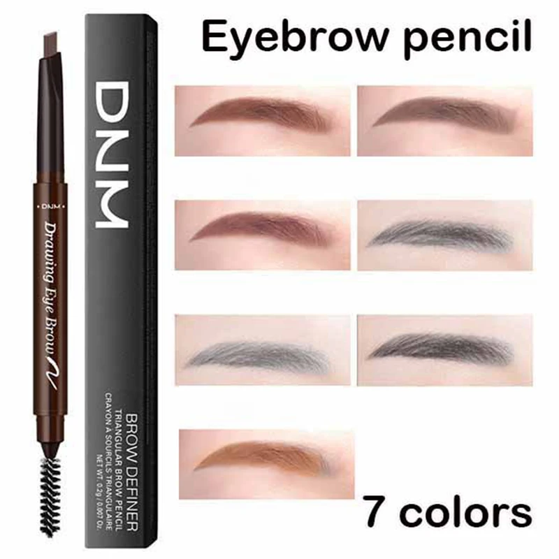 

DNM Double Head Eyebrow Pencil Waterproof Automatic Rotating Squeeze Refill with Brush Eye Brow Tint 7 Color Makeup TSLM1