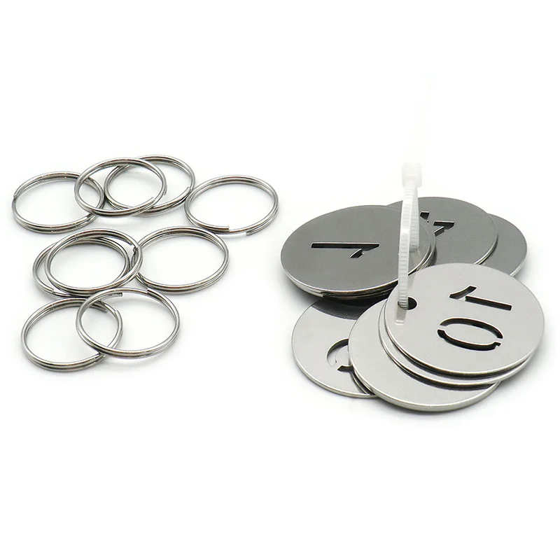 10PCS Stainless Steel 30mm Round Number Labels Hollow Out Plates Signs Hangtags For Keys Metal Tags Markers
