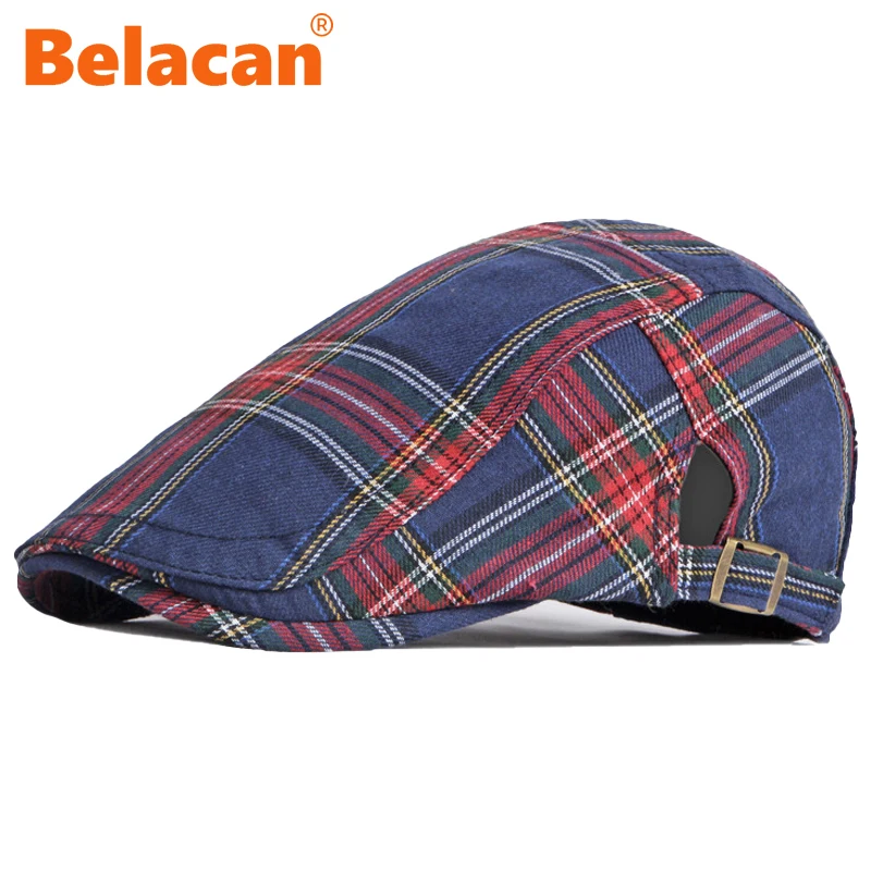 

Classic Plaid Flat Caps For Men Spring Summer Flat Peaked Berets Hat Herringbone Newsboy Cap Unisex Duckbill Hat For Women Visor