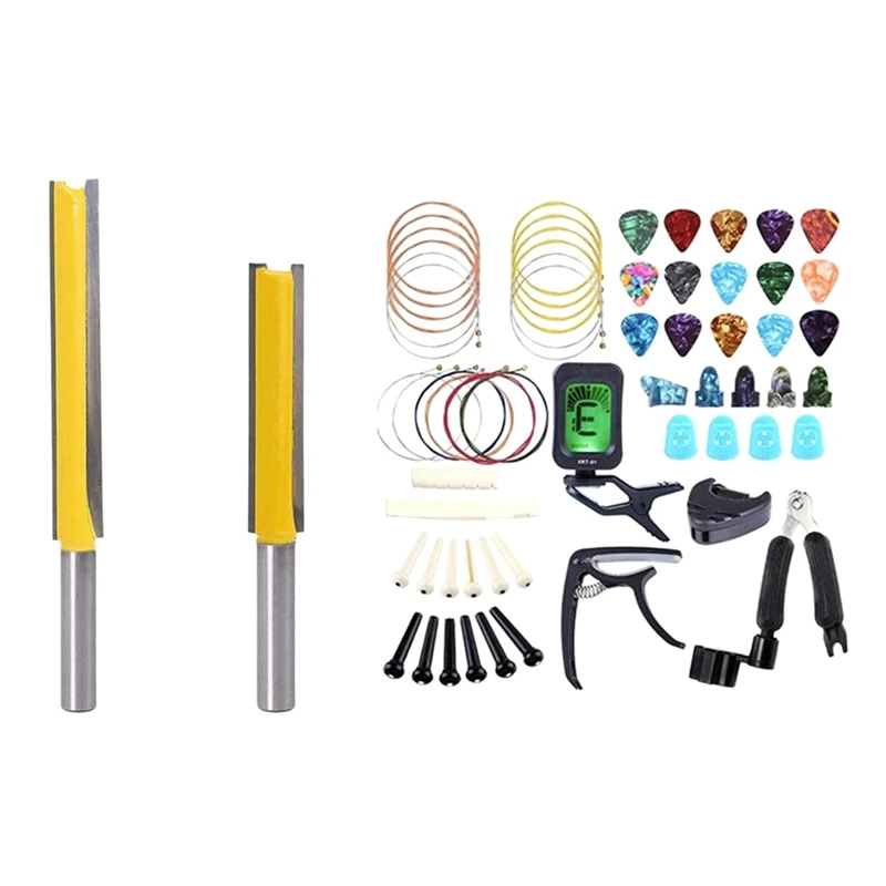 

2 шт., прямые фрезы с двумя канавками и хвостовиком 1/4 дюйма, 8 шт.