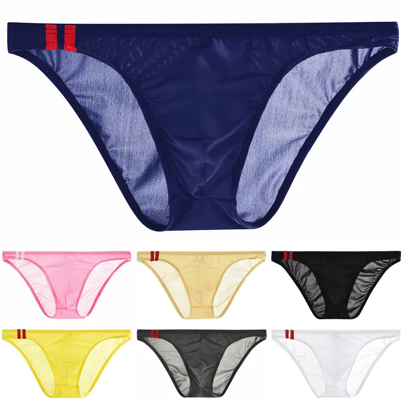 

Men's Briefs Soft Breathable Silk Sexy Underwear Men's Hot Hips Up Transparent Jockstrap Sexy Colorful Undies Cueca