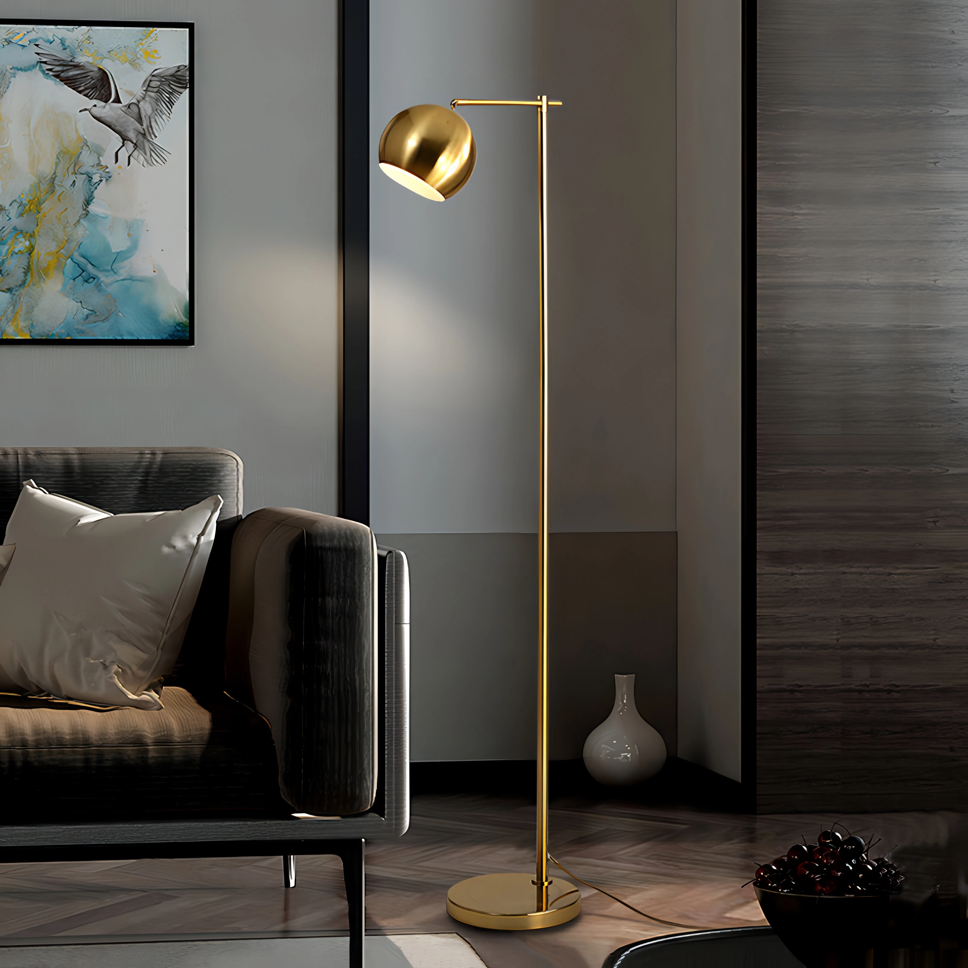 

Modern Metal Wind E27 2022 Floor Lamps Copper Living Room Home Decor Standing Lights Indoor Lighting Bedroom Loft Bedside Lamps
