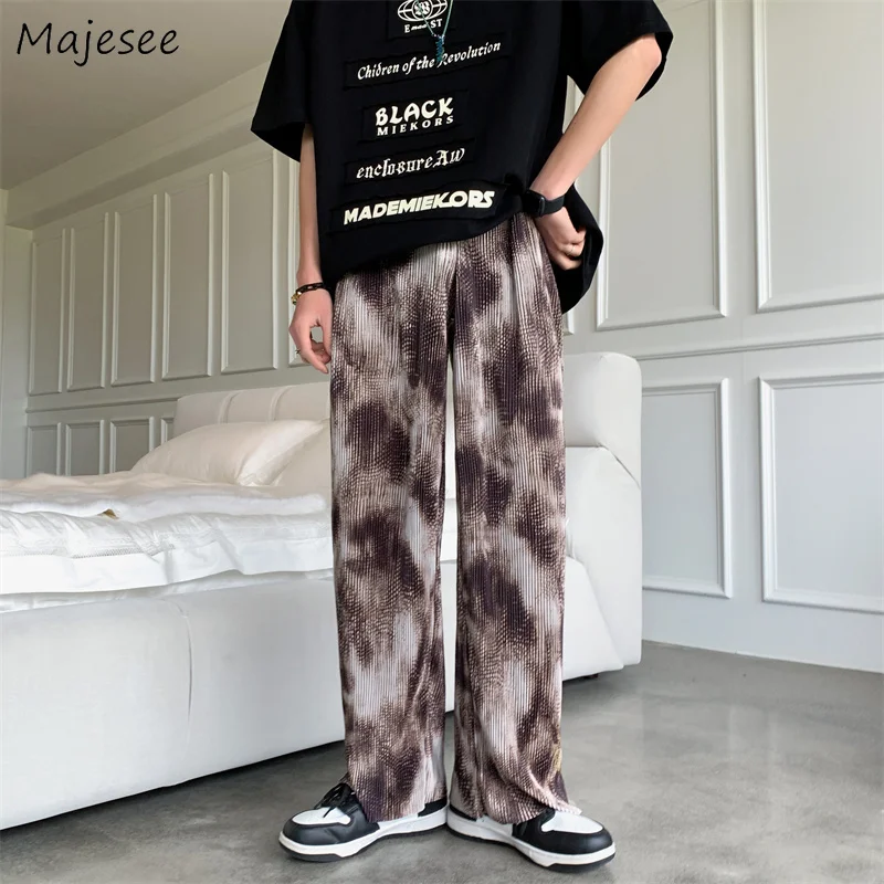 

Pants Men брюки Tie-dye Wide Leg Trouser Ins High Street Hip Hop Loose Leisure Fashion Teens Cool Youth Handsome Popular Chic