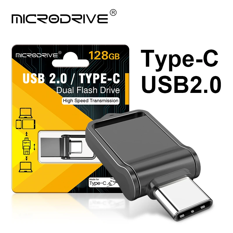 

Мини-флеш-накопитель 2 в 1, USB 128, 32/64/2,0 ГБ
