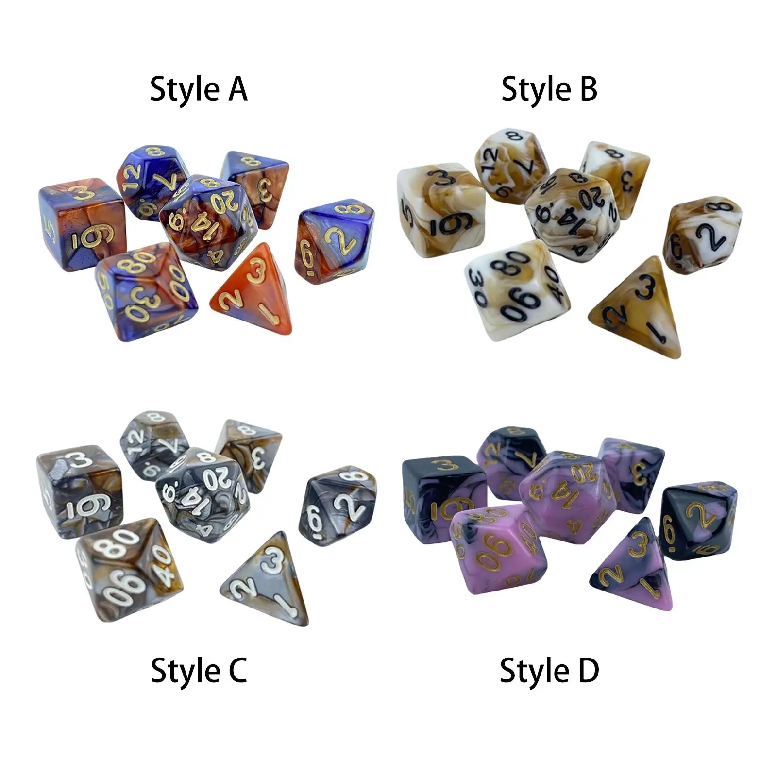 

7 многогранных игральных костей D6 D4 D8 D10 D12 D20 для ролевой игры