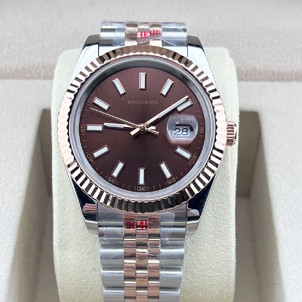 

Часы наручные Miyota 8215 Мужские механические, автоматические водонепроницаемые светящиеся модные с браслетом из розового золота с юбилейным ...