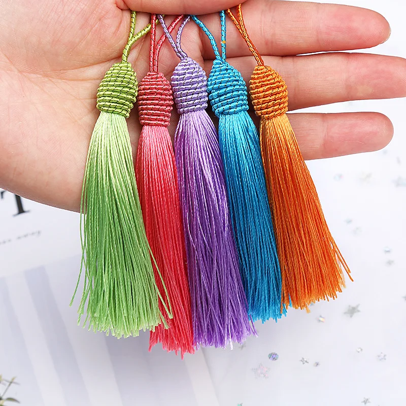 10Pcs Hanging Rope Silk Tassels Fringe Sewing Bang Tassel Trim Key Tassels for DIY Embellish Curtain Jewelry Making Accessories