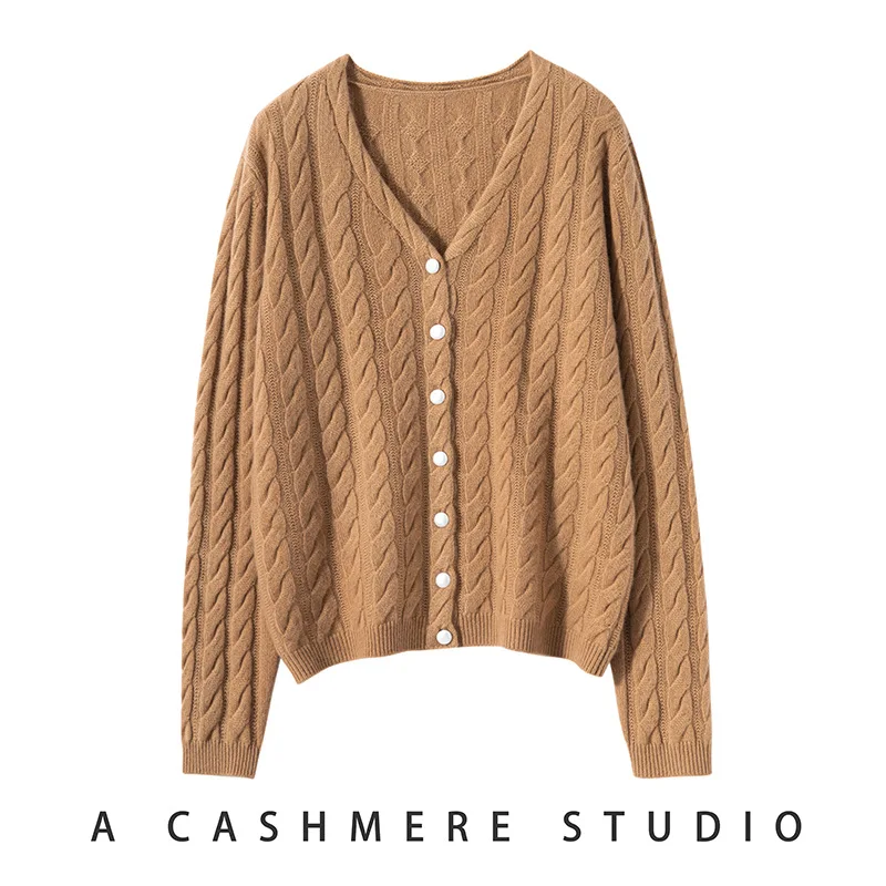 Мягкие кардиганы BirdTree из 100% чистого кашемира Женский вязаный жакет с V-образным