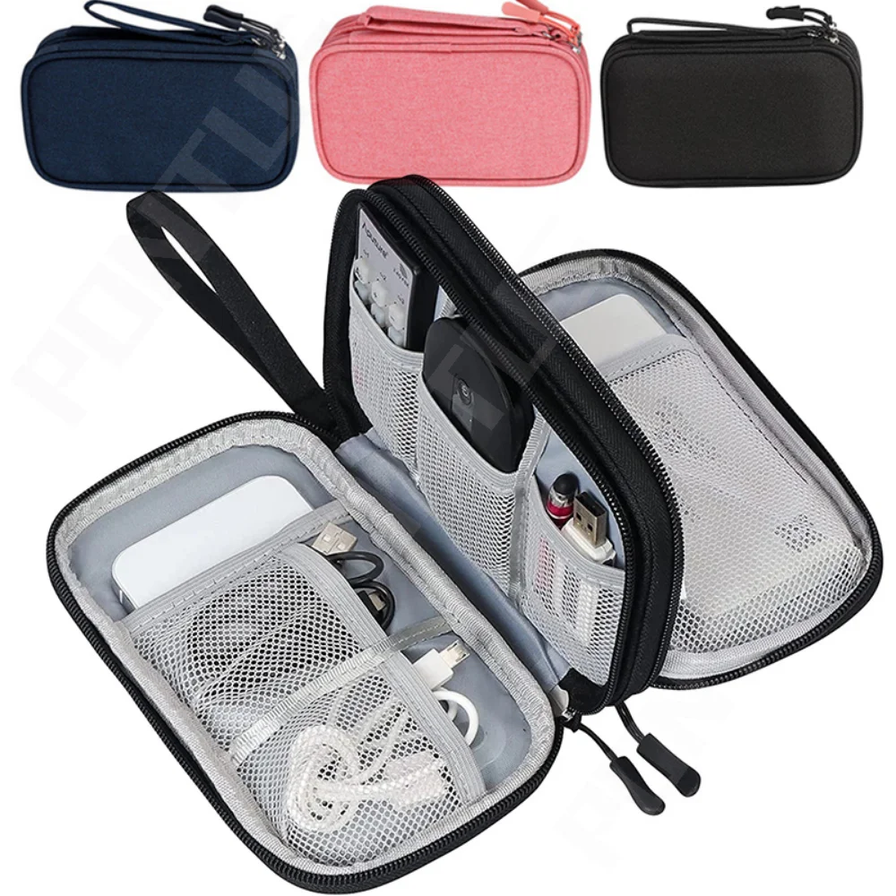 Travel Cable Organizer Bag Portable Power Bank Organizer Bag Waterproof Double Layers Storage Bags for Cable Travel Accessories