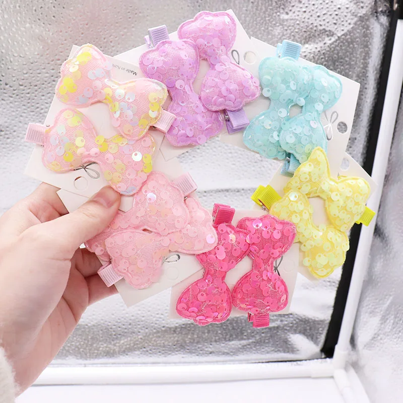 

2Pcs Sequins Bowknot Lovely Hairpins Children Headwear Sweet Hair Clips Hairgrip Kids Gift Hair Barrettes for Girls