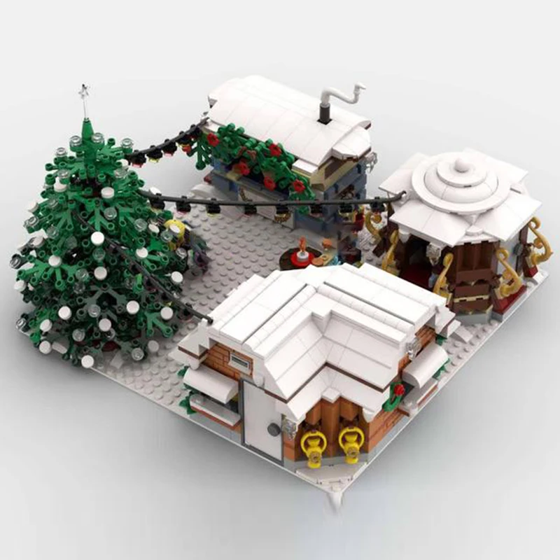 

YcMoc Building Blocks Christmas Winter Village Market Technology Bricks DIY Toys For Kids Children Gifts
