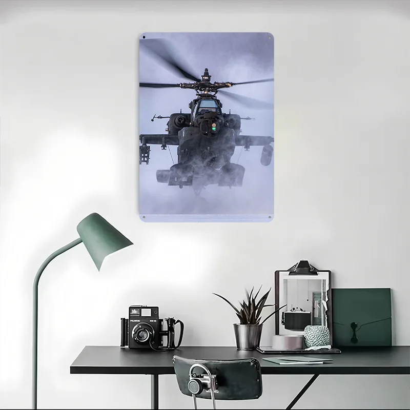 Фото AH64 Apache жестяные плакаты настраиваемые настенные художественные ретро винтажные металлические вывески для домашней комнаты украшения в пещере гаражная палочка Deko №4