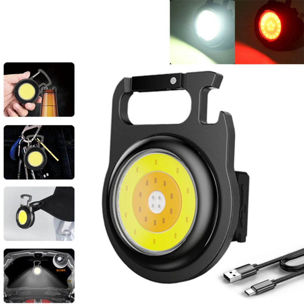 

Mini LED Flashlight Hat Clip USB Rechargeable Work Light 800 Lumens Powerful Keychain Light Small Pocket Flashlights For Outdoor