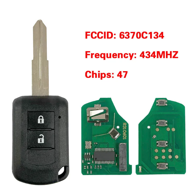 

DIYKEY 2B дистанционный брелок 434 МГц ID47 чип для Mitsubishi Eclipse Cross GK1W/2W/9W 2017 2018 2019 2020 P/N 6370C134 FCC: J166E
