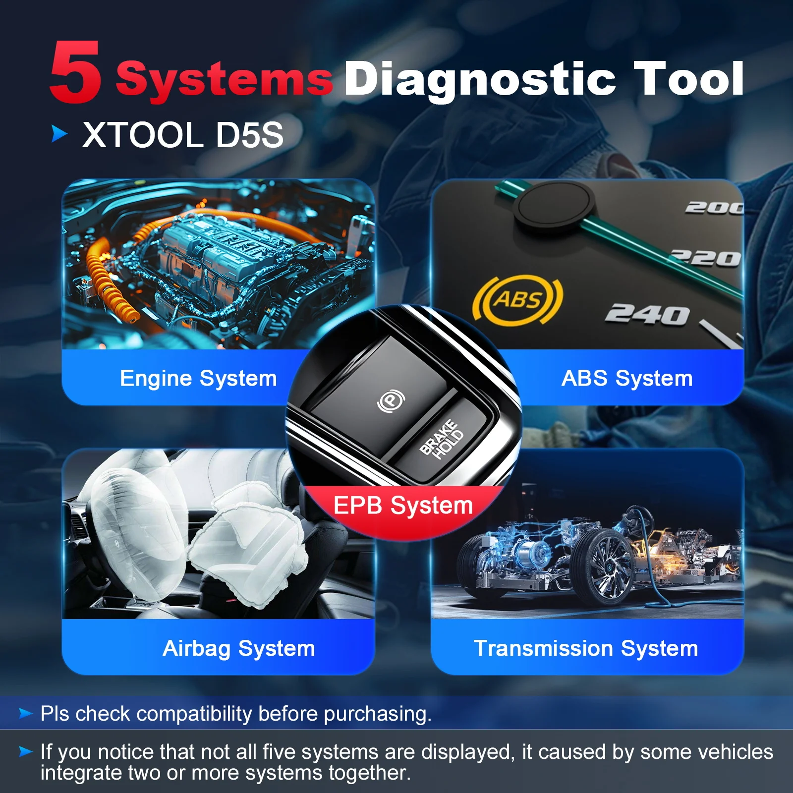 XTOOL D5S OBD2 Профессиональный автоматический диагностический инструмент Береговое