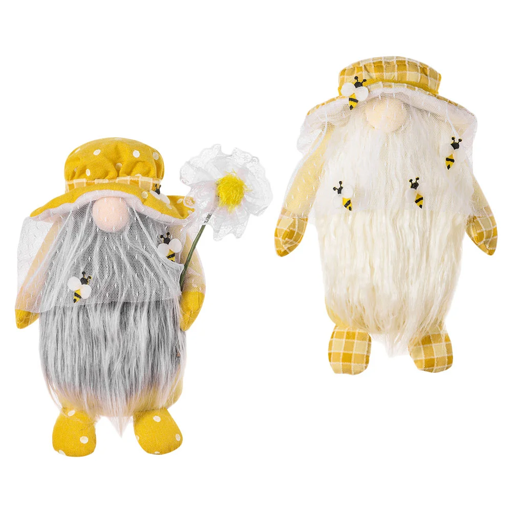 

2Pcs Lovely Bee Festival Gnome Doll Festival Decor Lovely Bee Gnome Doll for Home