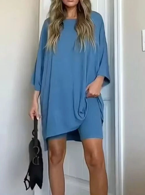 

Women's Clothing Fashion Solid Loose T-Shirt + Tight Shorts Set Commuting Woman Sets Casual Two Piece Suit Outfits for Women