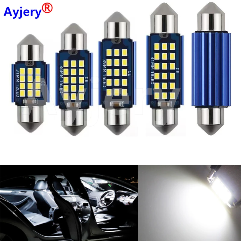 

100pcs DC 12V Canbus C5W Festoon Bulb 2016 LED 12 15 18SMD 31mm 36mm 39mm 41mm Vanity Mirror Dome Auto Interior Trunk Lamp White