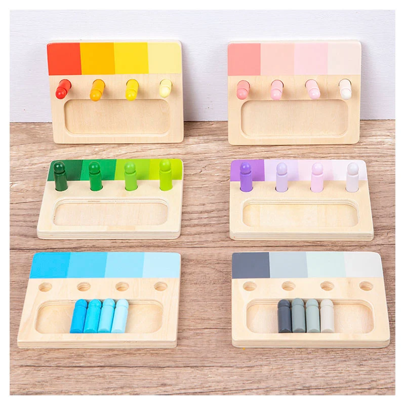 

Wooden Montessori Toy Color Sense System Training Wood Insert Board 24 Color Children's Color Cognitive Matching Educational Toy