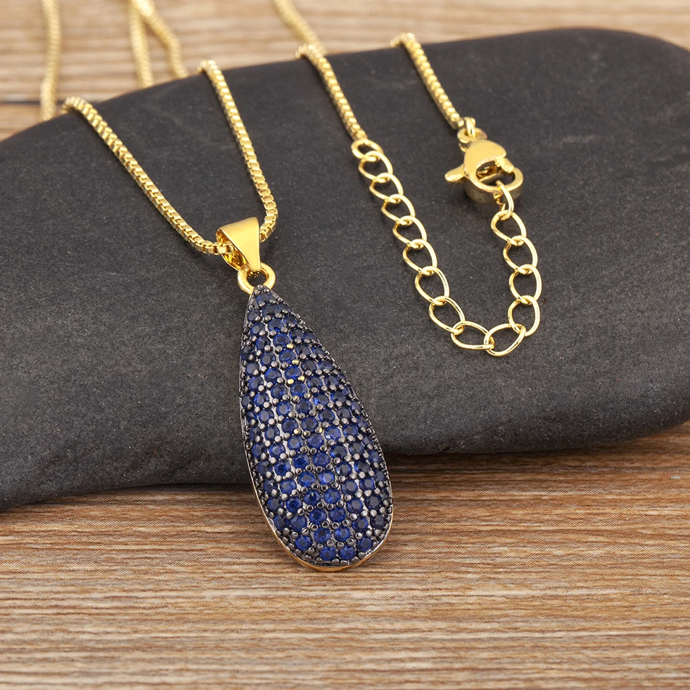 AIBEF Роскошная форма капли 6 цветов кулон со стразами женское ожерелье медь циркон