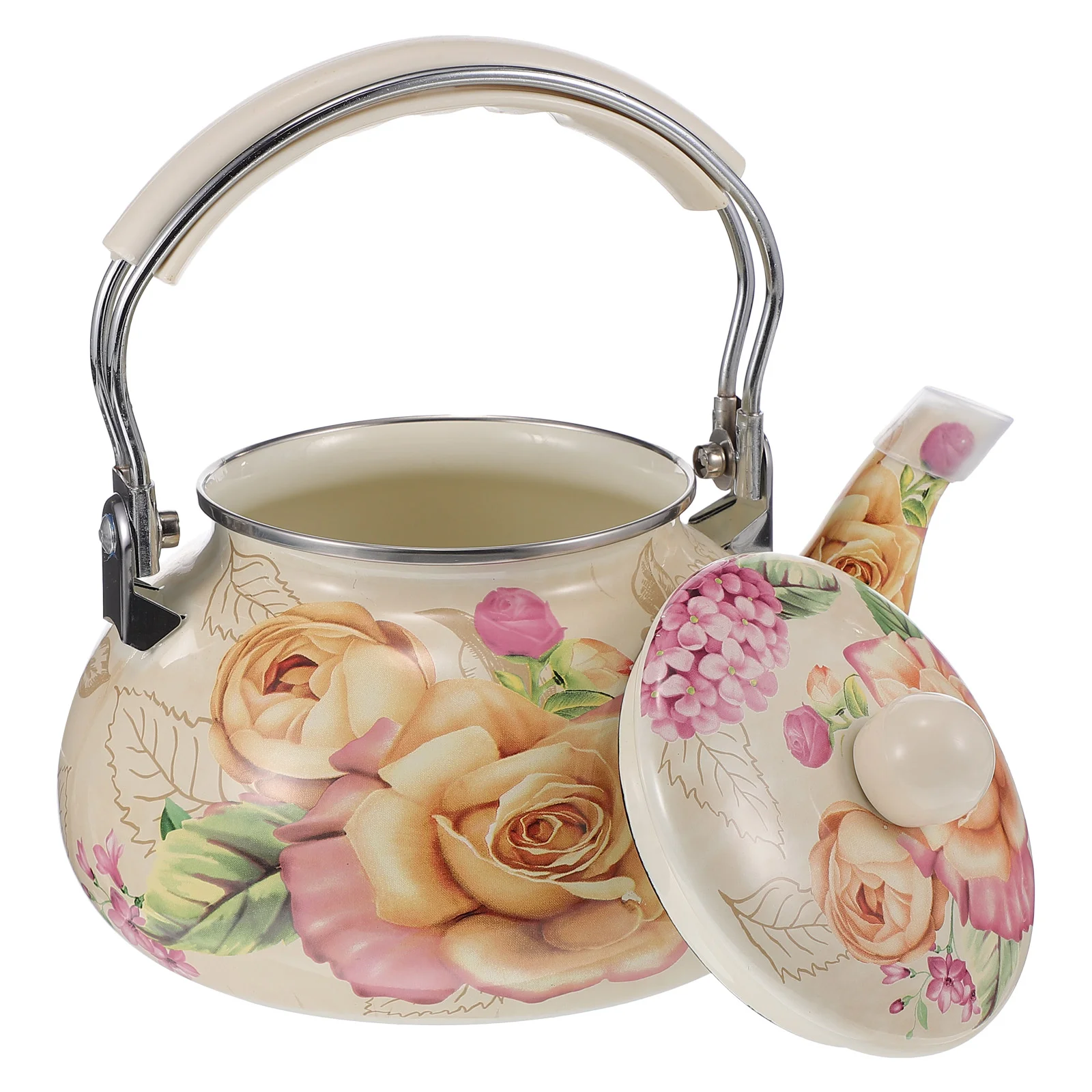 

Tea Kettle Enamel Teapot Pot Stove Stovetop Water Floral Ceramic Teakettle Retro Porcelain Pots Hot Handle Colorful Boiling