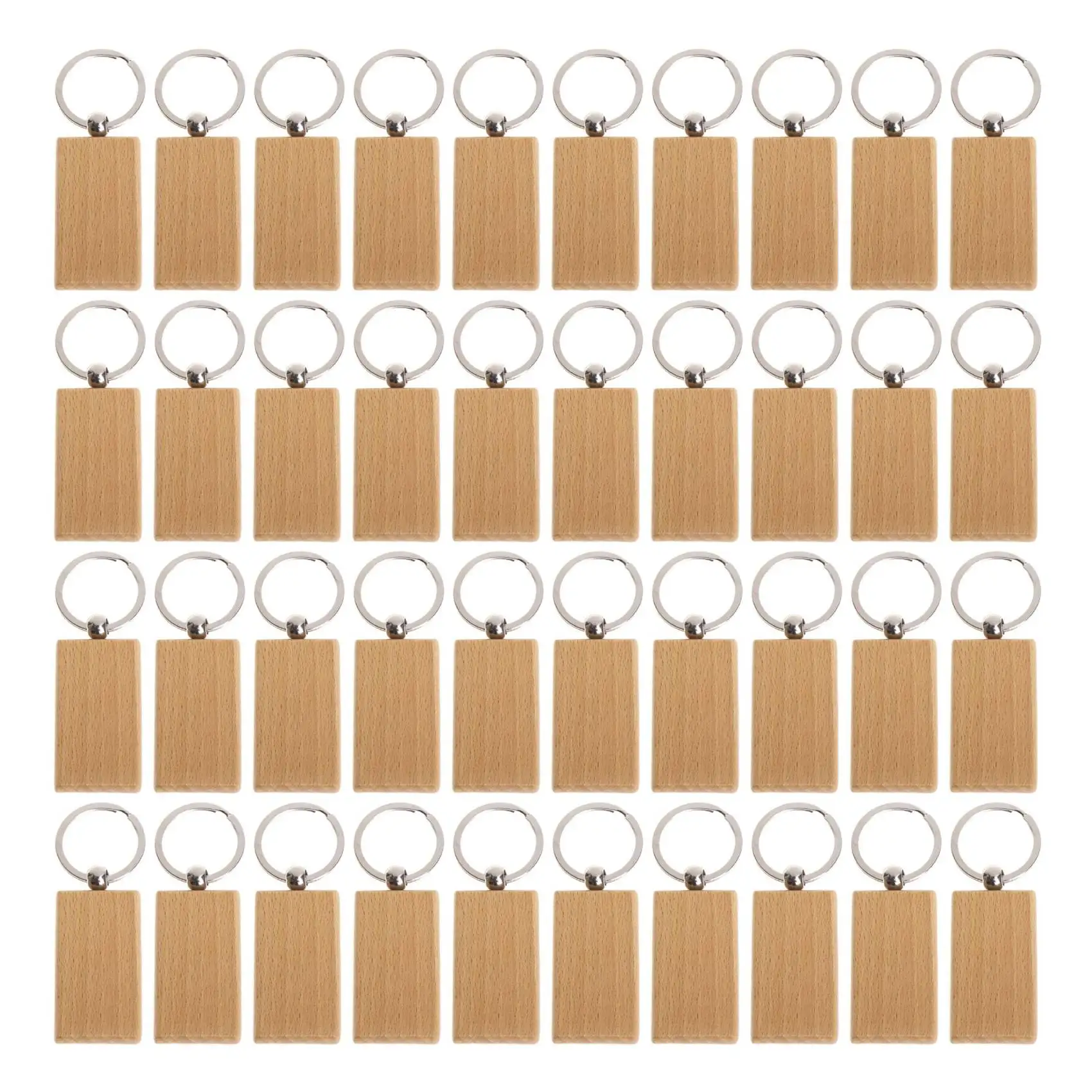 

40 Pcs Blank Wooden Keychain Rectangular Engraving Key Diy Wood Keychains Key Tags Can Engrave Diy Gifts