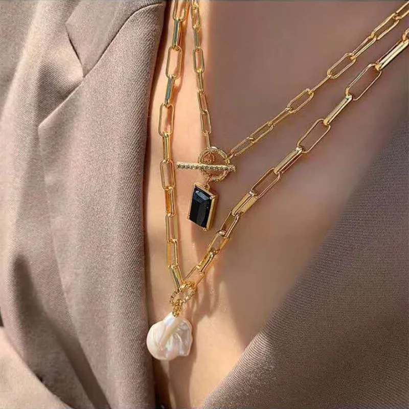 

Простое модное ожерелье с жемчугом и толстой цепочкой аксессуары для одежды