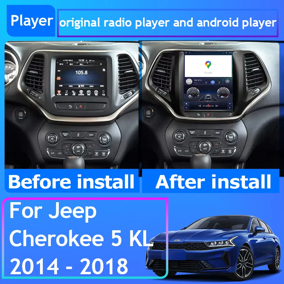 Фото Автомобильный радиоприемник для Jeep Cherokee 5 KL 2014-2018, 9,7 дюйма, навигация GPS, Android, автомобильный Carplay, Android 14 Bluetooth Камера BT No 2din 4G №2