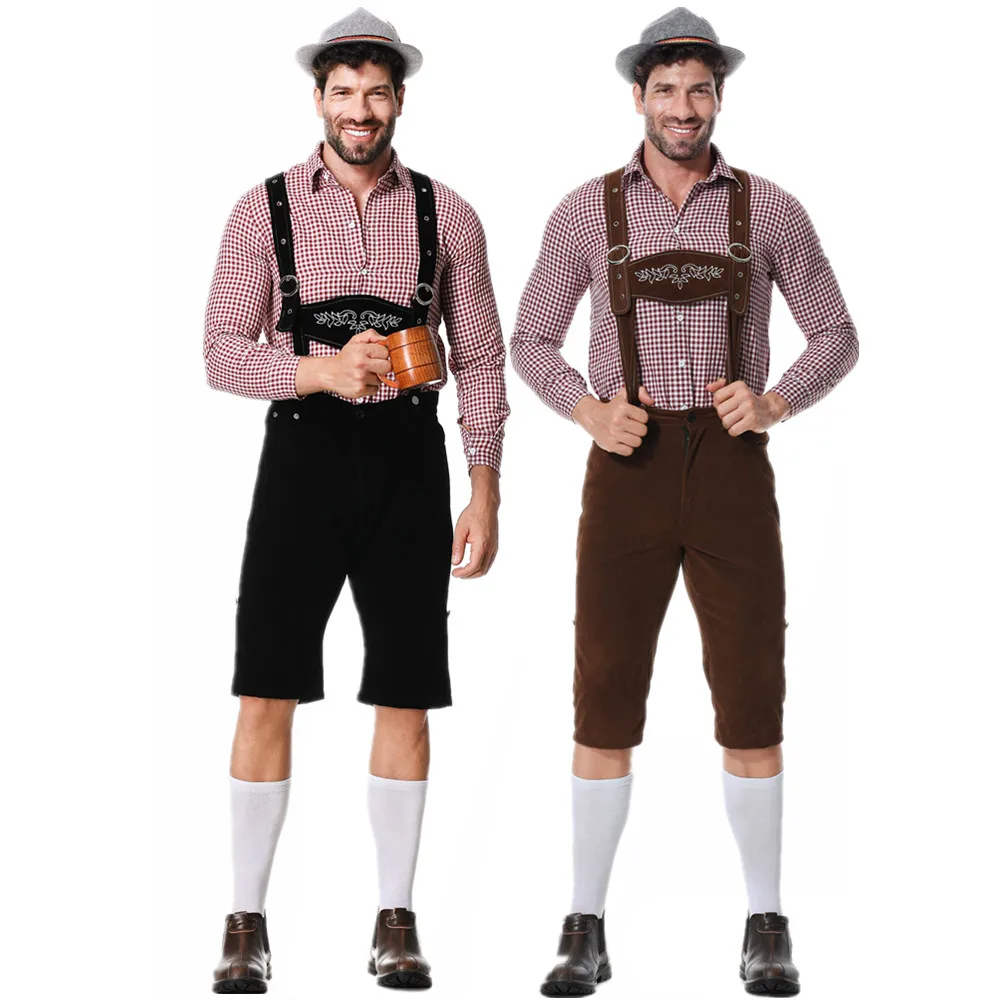 

Adult Men Oktoberfest Lederhosen Costume Bavarian Octoberfest German Beer Man Cosplay Outfit Carnival Halloween Party Costumes