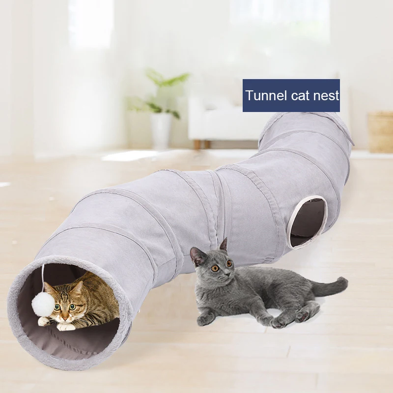

Suede S-type Cat Tunnel Toy Collapsible Play 4 Hole Indoor Channels Pet Tube Dogs Kitty Puppy Toys Balls Hiding Training House