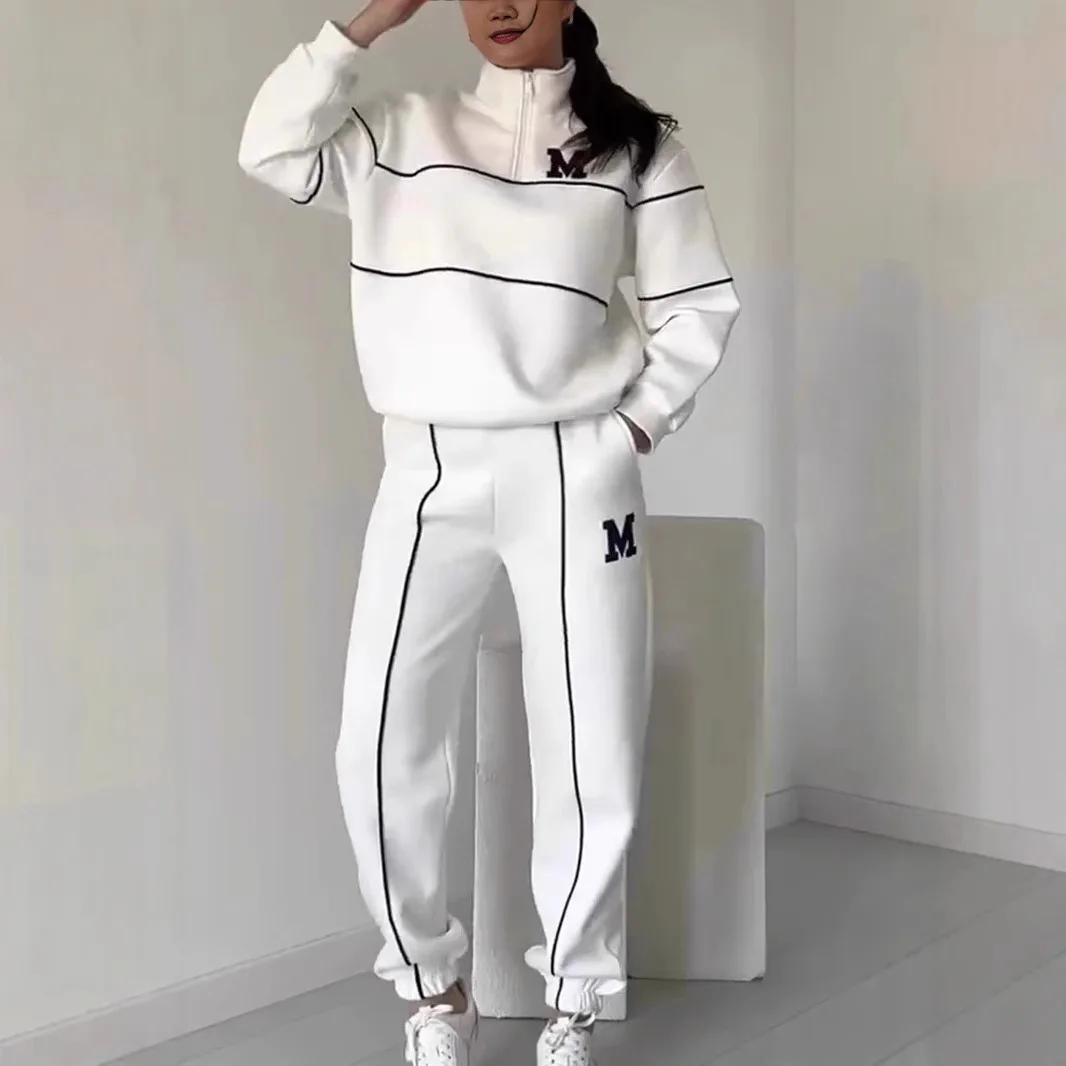 Осень-зима новый модный комплект свитшотов с буквенным принтом повседневный топ