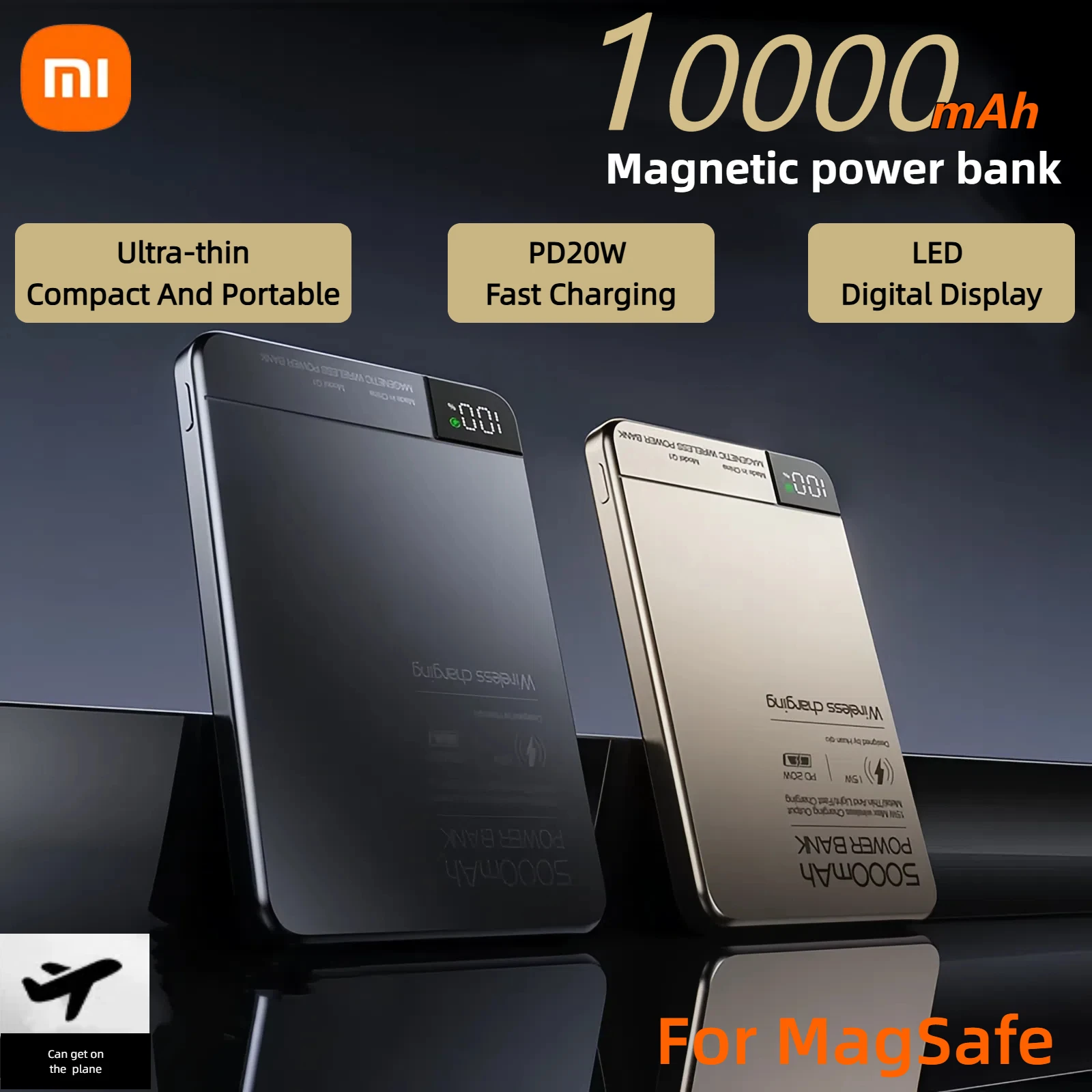 Фото Магнитный внешний аккумулятор Xiaomi, ультратонкий PD20W, беспроводная быстрая зарядка, высокая емкость, 10000 мАч, тонкий портативный внешний аккумулятор для Magsafe №2