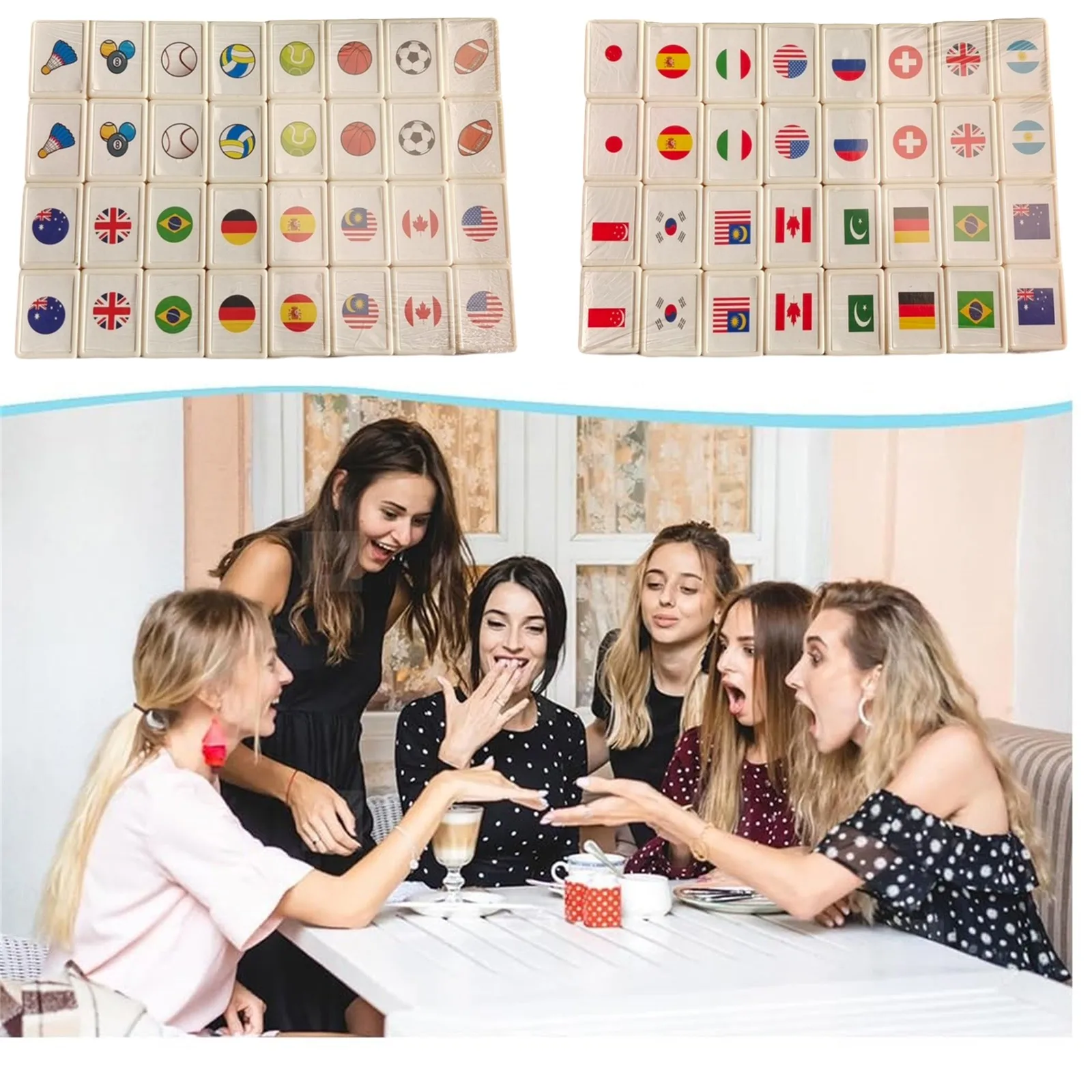 Tiktok Primal Sea Mahjong Tile Game Block Set 65 Предметов С Рисунком Флага Веселая Искусственная Игра