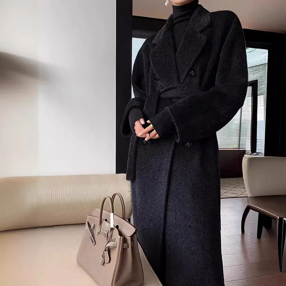 Strictly Selected High Quali 00 Suli Alpaca Wool Coat Women X-long Winter Thickened Woolen Jacket |