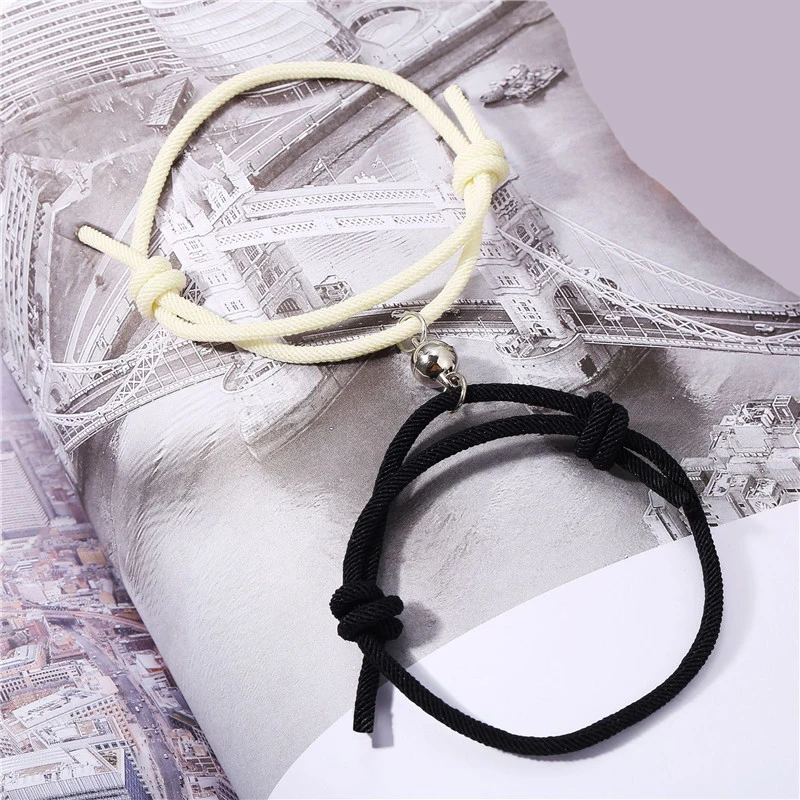 

2pcs Stainless Steel Magnetic Friendship Lovers Couples Bracelets Attractive Love Rope Bracelet Men Women Gift Jewelry