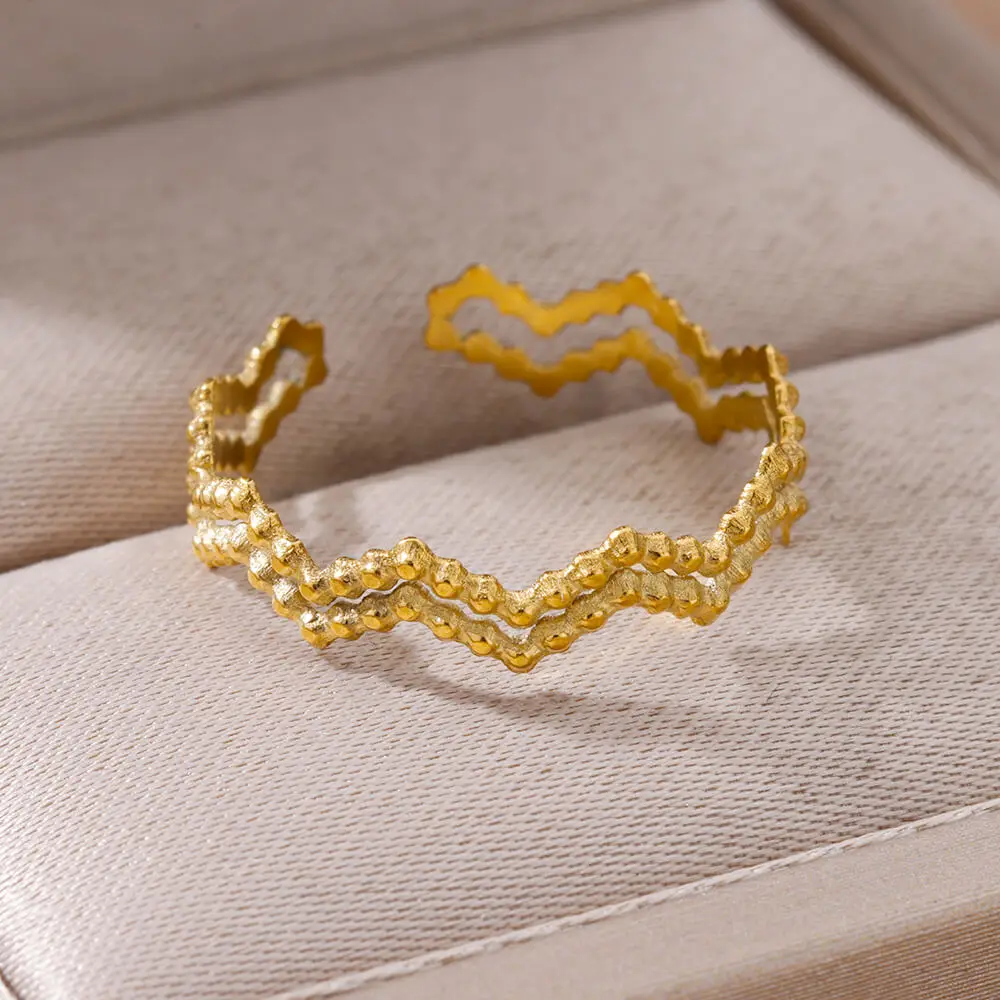 Кольца из нержавеющей стали с сердцем для женщин открытое золотистое кольцо