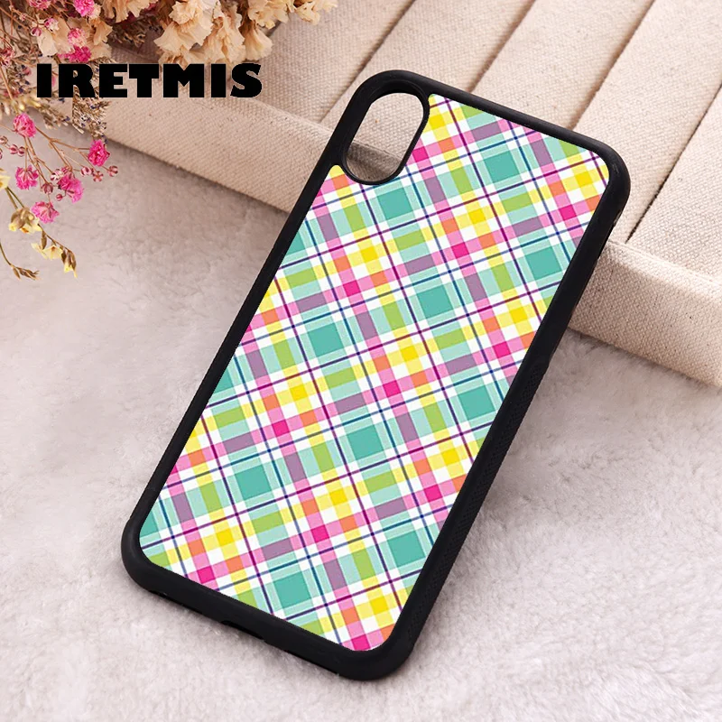 Чехлы для телефонов Iretmis 5 5S SE iphone 6 6S 7 8 Plus X Xs Max XR 11 12 13 MINI 14 Pro Cross Hatch PLAID Checkered Tartan