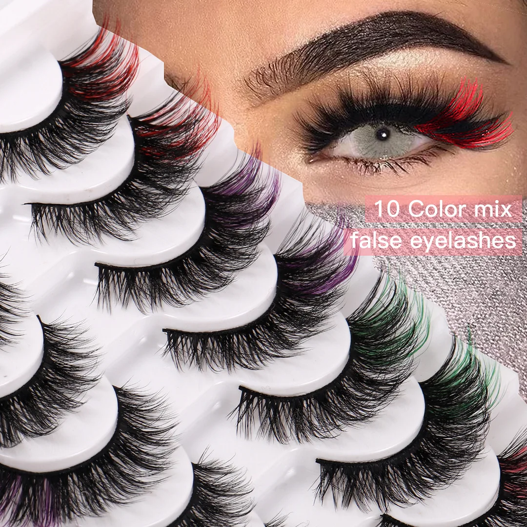 

EYEBEAUTY Cat Eye Lashes Colorful Winged Fox Eye Fluffy Soft Natural Long Faux Mink Eyelashes Makeup Mix Color Fake Lashes