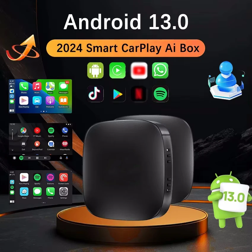Android 13 Carplay Ai Box Беспроводная Auto Smart TV Автомобильная интеллектуальная система WIFI